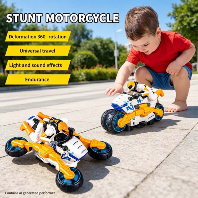 Music - Elektrische Stunt Transformeerbare Motorfiets Kinderspeelgoed 360