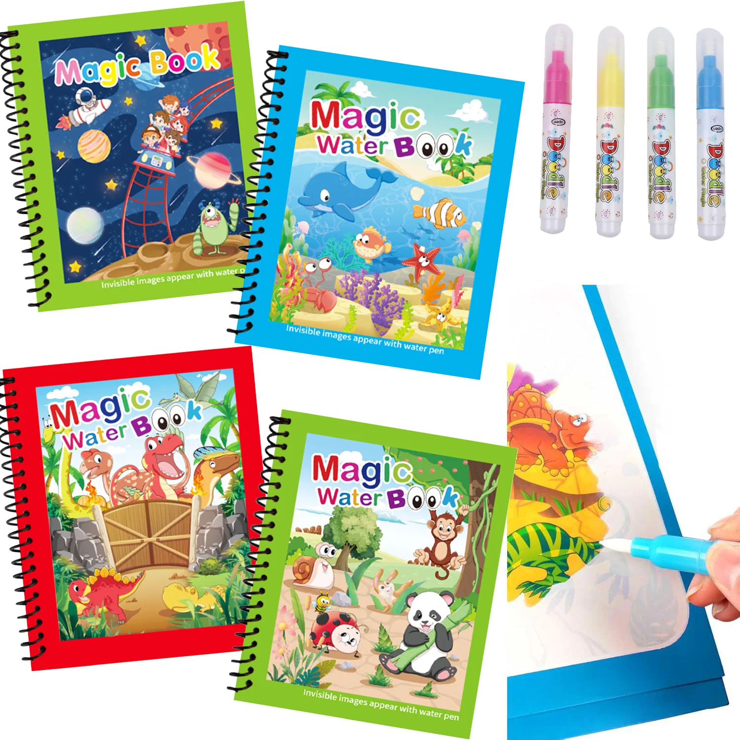 Reusable Water Magic Coloring Book - Magisch waterverfboek, herbruikbaar waterkleurboek met navulbare