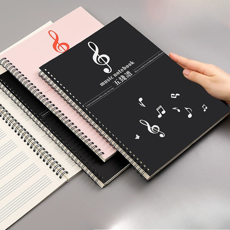 Blank Sheet Music Notebook - Spiraalvormig blanco muzieknotitieboekje met brede notenbalken,