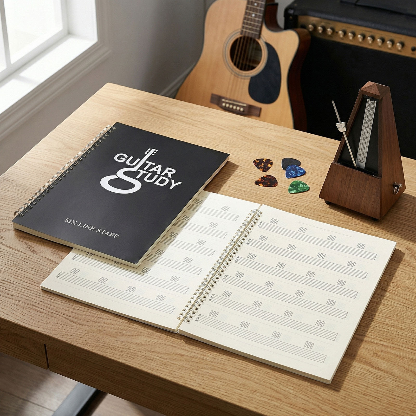 Blank Sheet Music Notebook - 2 stuks gitaar tablatuur notitieboekje 6-snarige