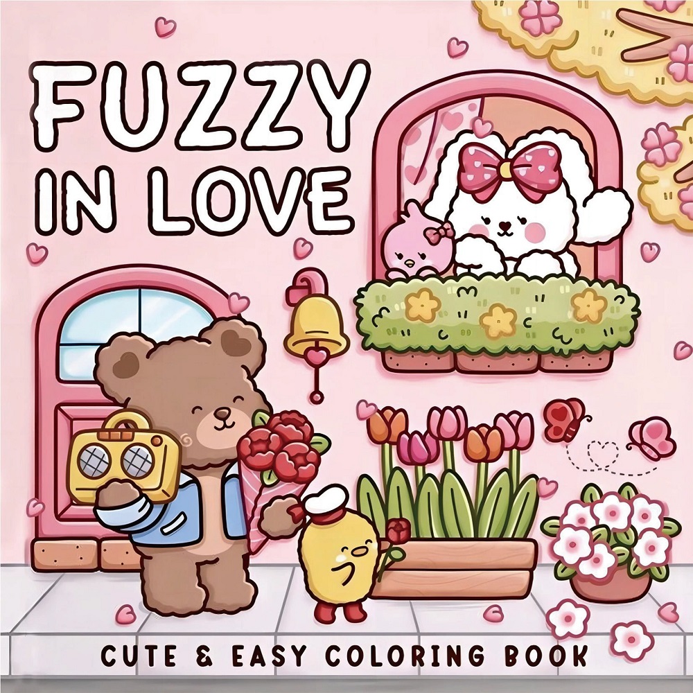 Adult Coloring Book Stress Relief - FUZZY IN LOVE Vet-gemakkelijke patronen kleurboek