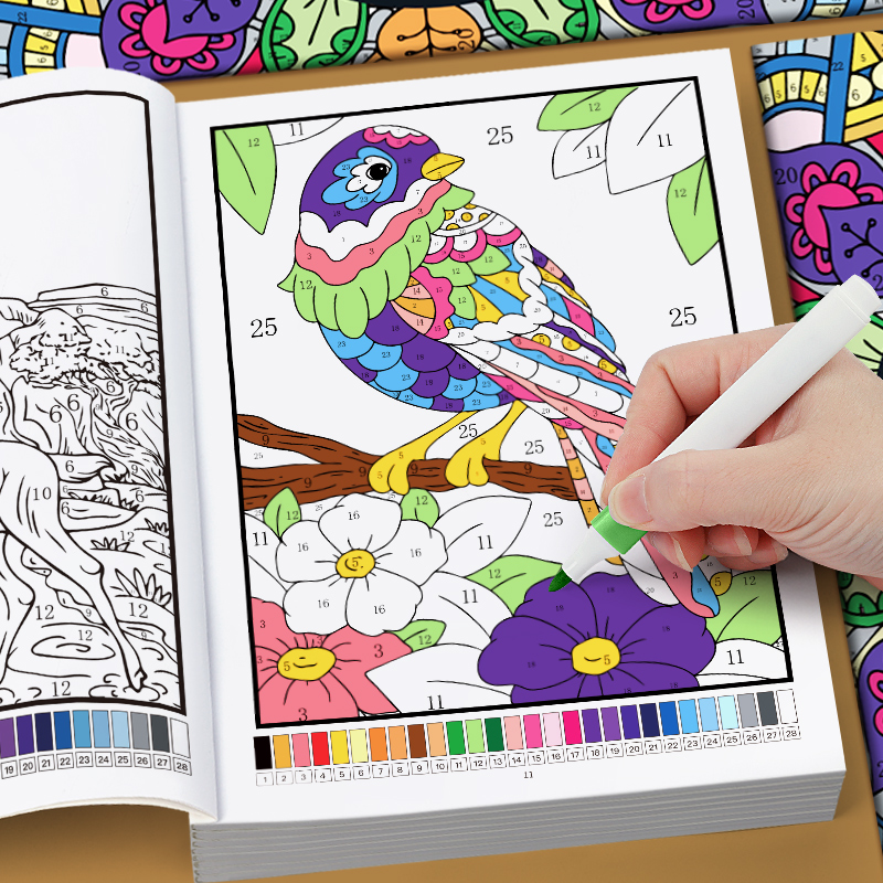 Adult Coloring Book Stress Relief - Kleur op nummer voor volwassenen Kleurboek