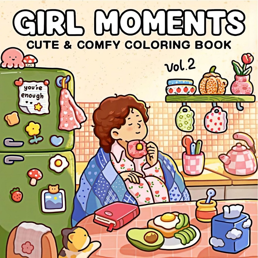 Adult Coloring Book Stress Relief - Girl Moments Schattig en comfortabel kleurboek