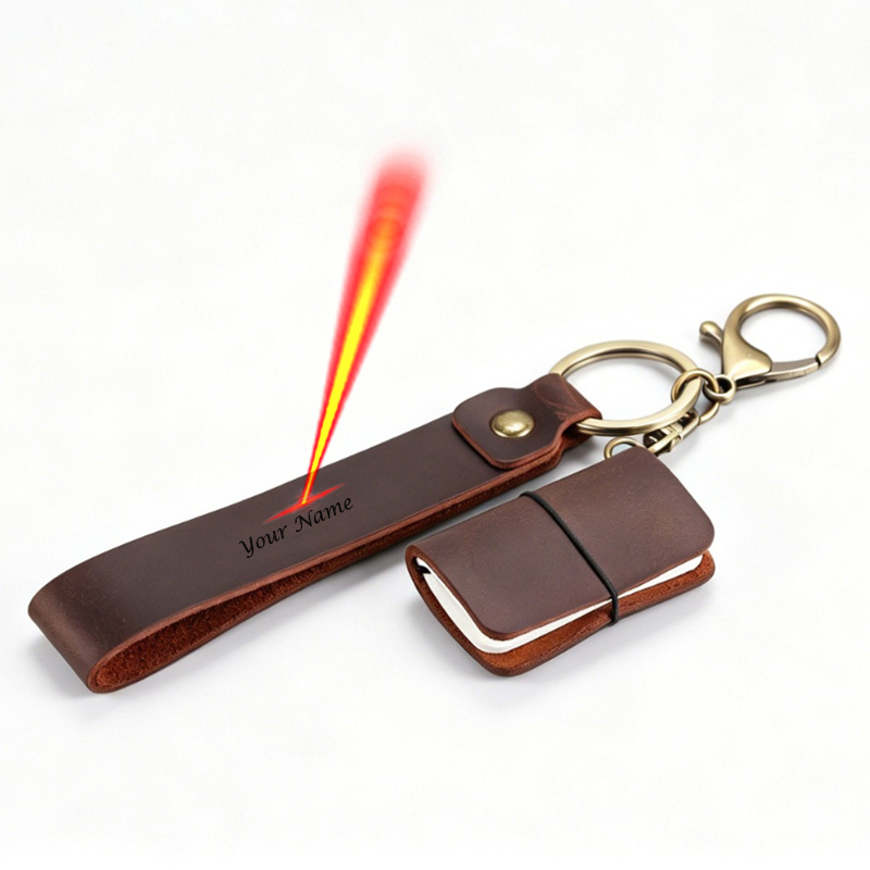 Vintage Leather Journal Notebook - Op maat gemaakte mini-reisdagboek sleutelhanger van