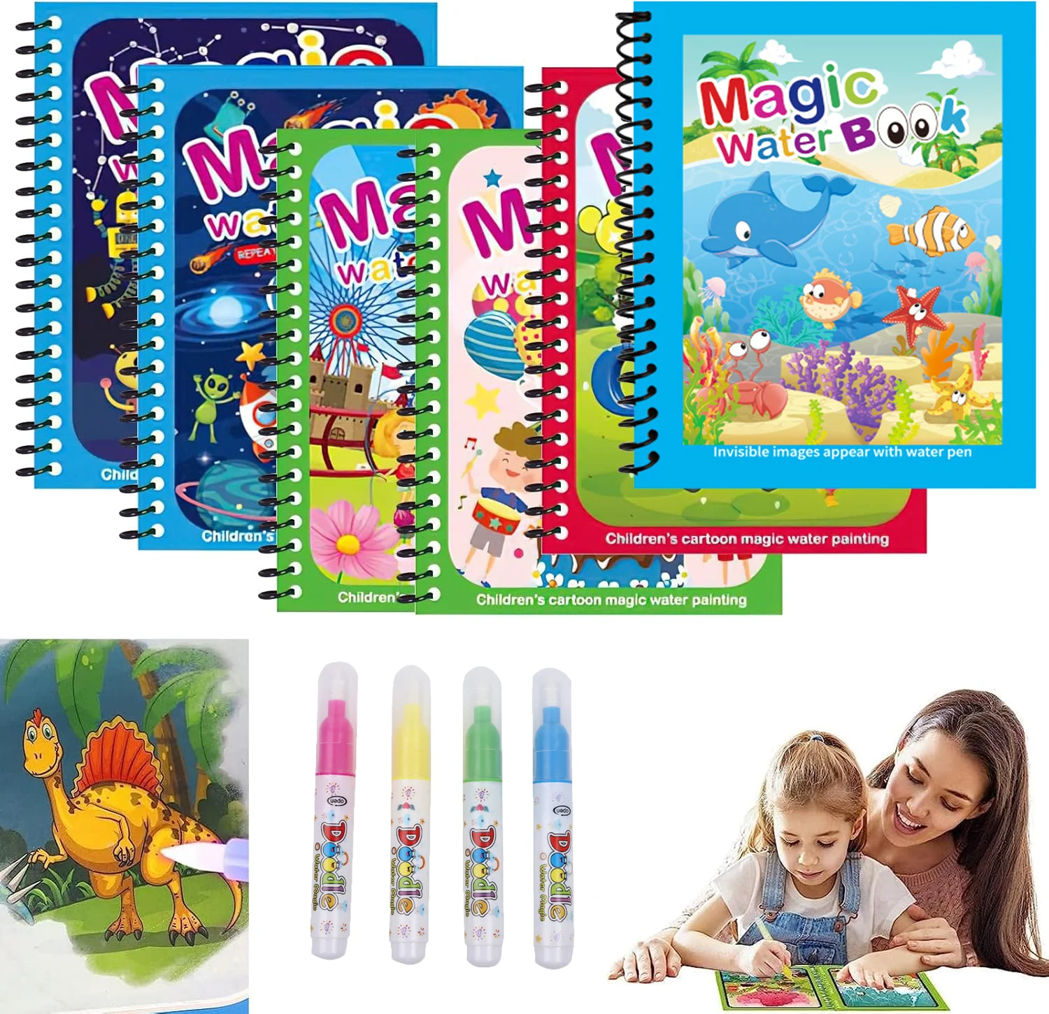 Reusable Water Magic Coloring Book - Herbruikbaar Kleurwater met Waterpen Kinderen Graffiti
