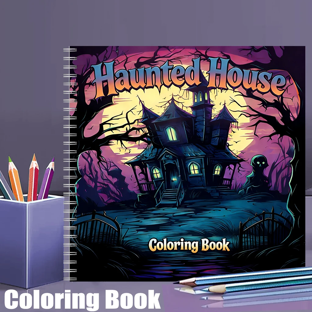 Adult Coloring Book Stress Relief - Spookhuis kleurboek voor volwassenen, griezelige tekenpagina's