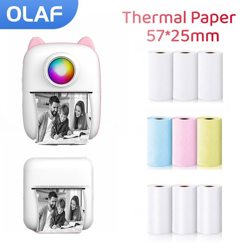 Mini Pocket Thermal Printer Paper Roll - 57Mm Rollen Thermisch Papier Zelfklevend Printetiketpapier