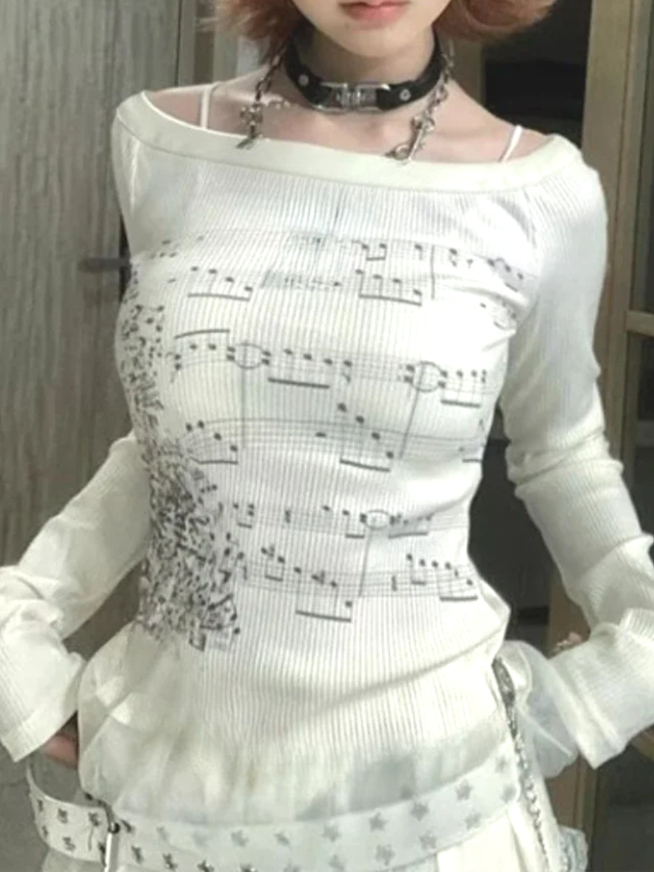 Music - Muzieknoot Print Lange Mouw Top Vrouwen