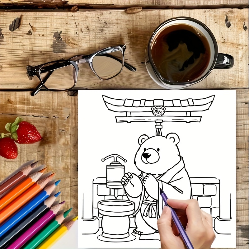 28-pagina's schattige beer in  - Adult Coloring Book Stress Relief recensie en prijs