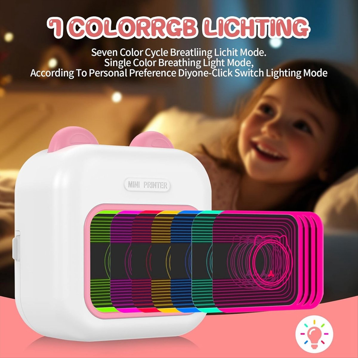 Mini-stickerprinter RGB-licht  - Mini Pocket Thermal Printer Paper Roll recensie en prijs