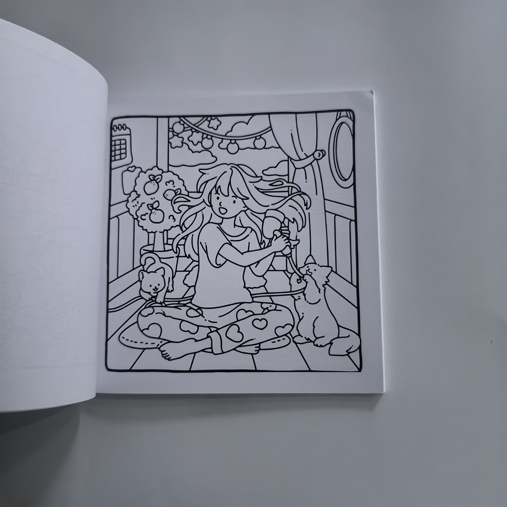 Kat en meisje Leuk, gemakkelij - Adult Coloring Book Stress Relief recensie en prijs