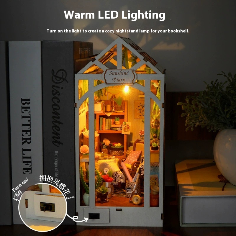 Diy Houten Zonneschijn Dagboek - Diy Wooden Book Nook Kit Shelf Insert recensie en prijs