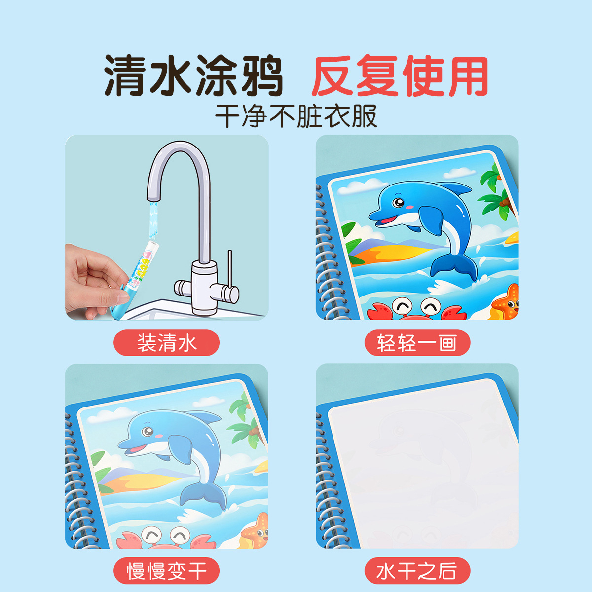 Magisch watertekenboek voor ki - Reusable Water Magic Coloring Book recensie en prijs